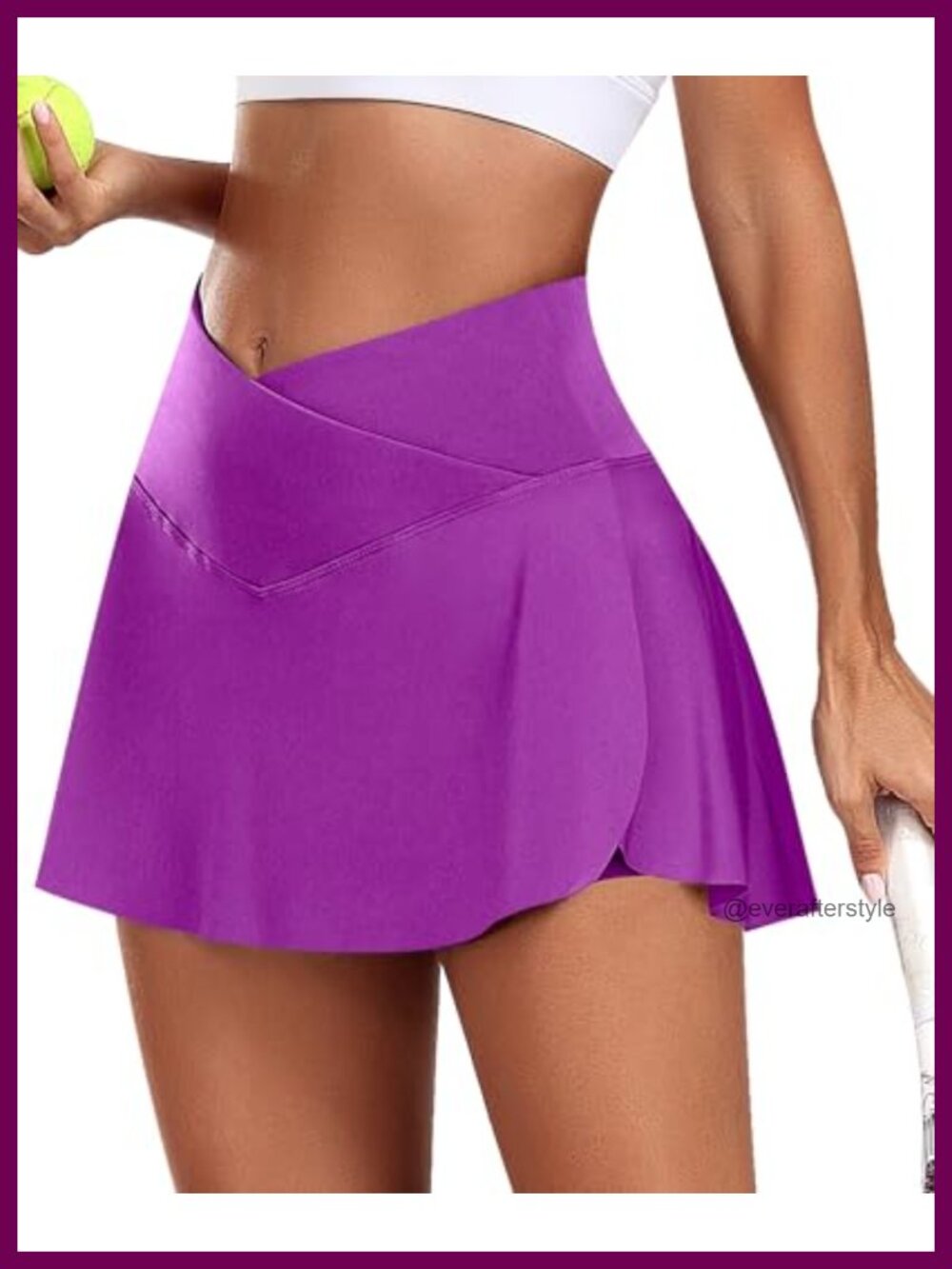 Pleated Tennis Skort with Shorts Crossover High Waisted Athletic Skirt